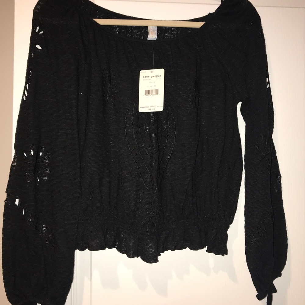 NWT Free People Jewel cut-out peasant top - Picture 3 of 4